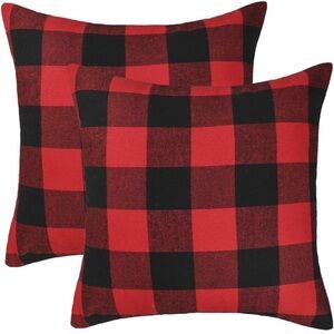 Set of 2 Buffalo Check Plaid Throw Pillow Covers Farmhouse Home 16 x 16 Inches